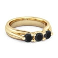 thumbnail image 2 of 0.30 Ct Black Spinel Three Stone Harmony 925 Sterling Silver Gold Vermeil Mother's Day Gift Ring, 2 of 3
