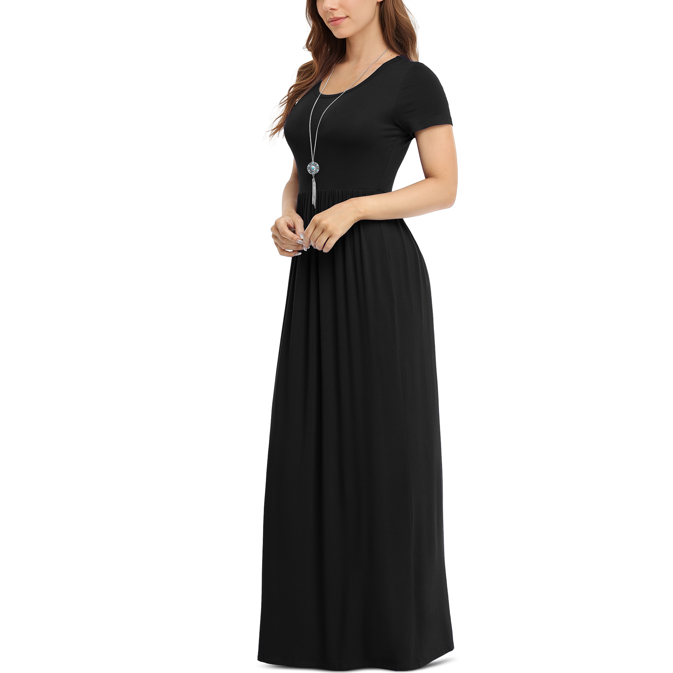 Asklazy Women's Short Sleeve Maxi Dress with Pockets photo 2