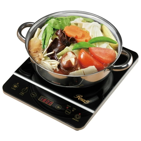 Rosewill 1800W Electric Hot Plate Induction Cooker Portable Burner Includes 10u0022 Stainless Steel Pot RHAI-16001