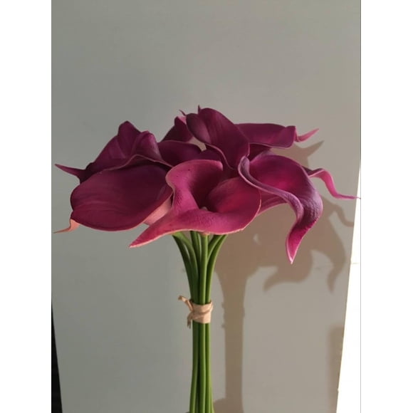 PinesC Mini Calla Lily Artificial Flowers Wholesale Wedding Decoration Artificial Feel Bridal Bouquet Fake Flowers 17 # Purple