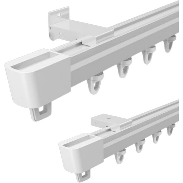 Straight Curtain Tracks for Curtains, Curtain Rails for Ceiling Mounting and Wall Mounting, Aluminum Curtain Rods for Room Dividers, Bay Windows, Bedroom, Spaces(White,220cm(2 * 110cm))