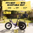 thumbnail image 4 of Electric Tricycle for Beginners – Folding 3-Wheel E-Bike with 16×3" Fat Tires, 500W Peak Motor, 302Wh Battery, Step-Through Frame, 12.5 MPH, Purple with Lock, Phone Bag & Mirror, 4 of 7