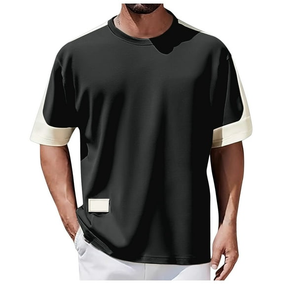 Men Blouses Long Sleeve T Shirt Men Active Holiday Tee Western Jacket plus Short Sleeve Work Tops Loose Fit Tunic Large Mens Long Scrub Jacket Soft Tee Thin Loose Fit Men's Gold Black XL