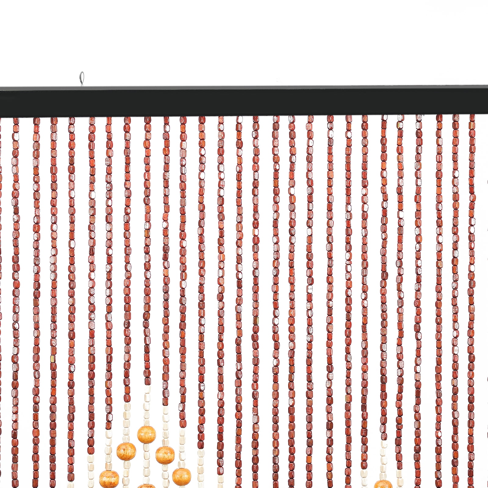 Dwellnix Bamboo Beaded Curtain - Handmade Wooden Beads with Cotton Thread, Stylish Zigzag Design for Doorway or Bedroom, Adds Privacy & Cultural Aesthetic