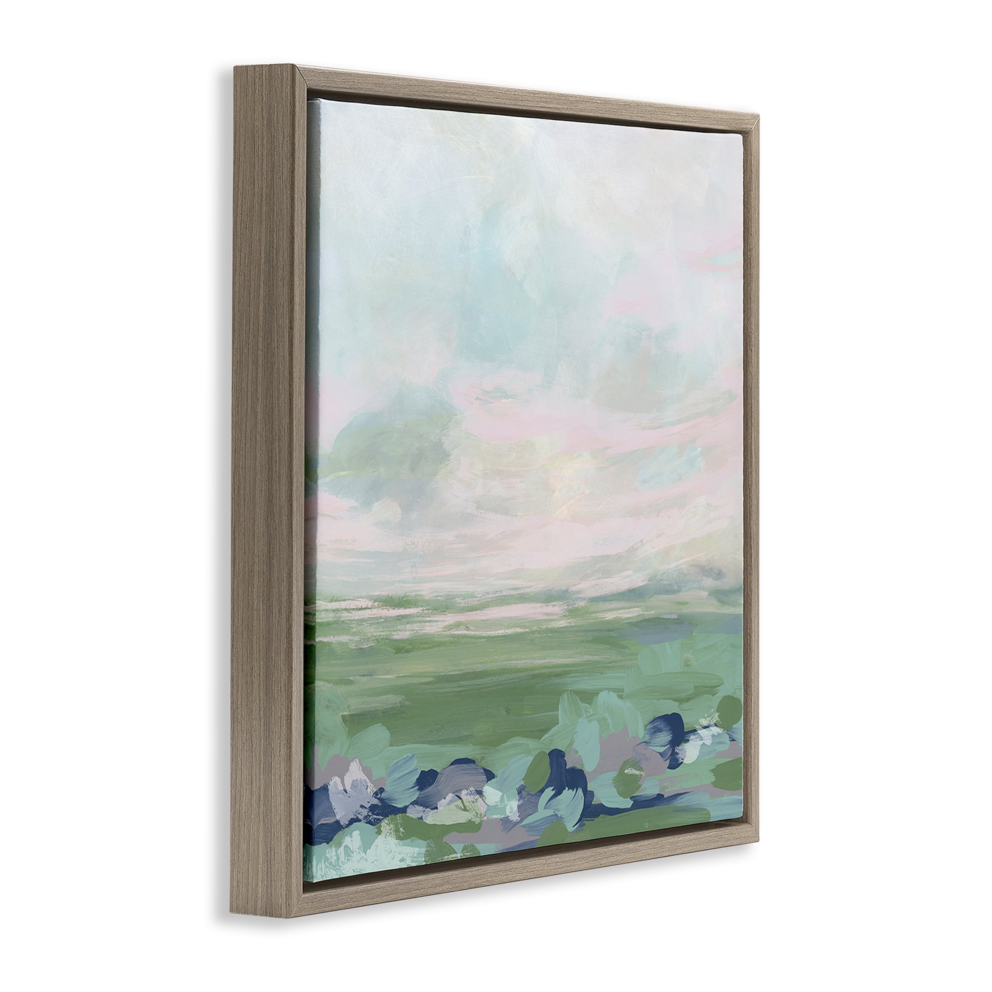 Stupell Industries Grassland Sky Gradient Landscape & Nature Painting Brown Floater Framed Canvas Art Print Wall Art, 18 x 18