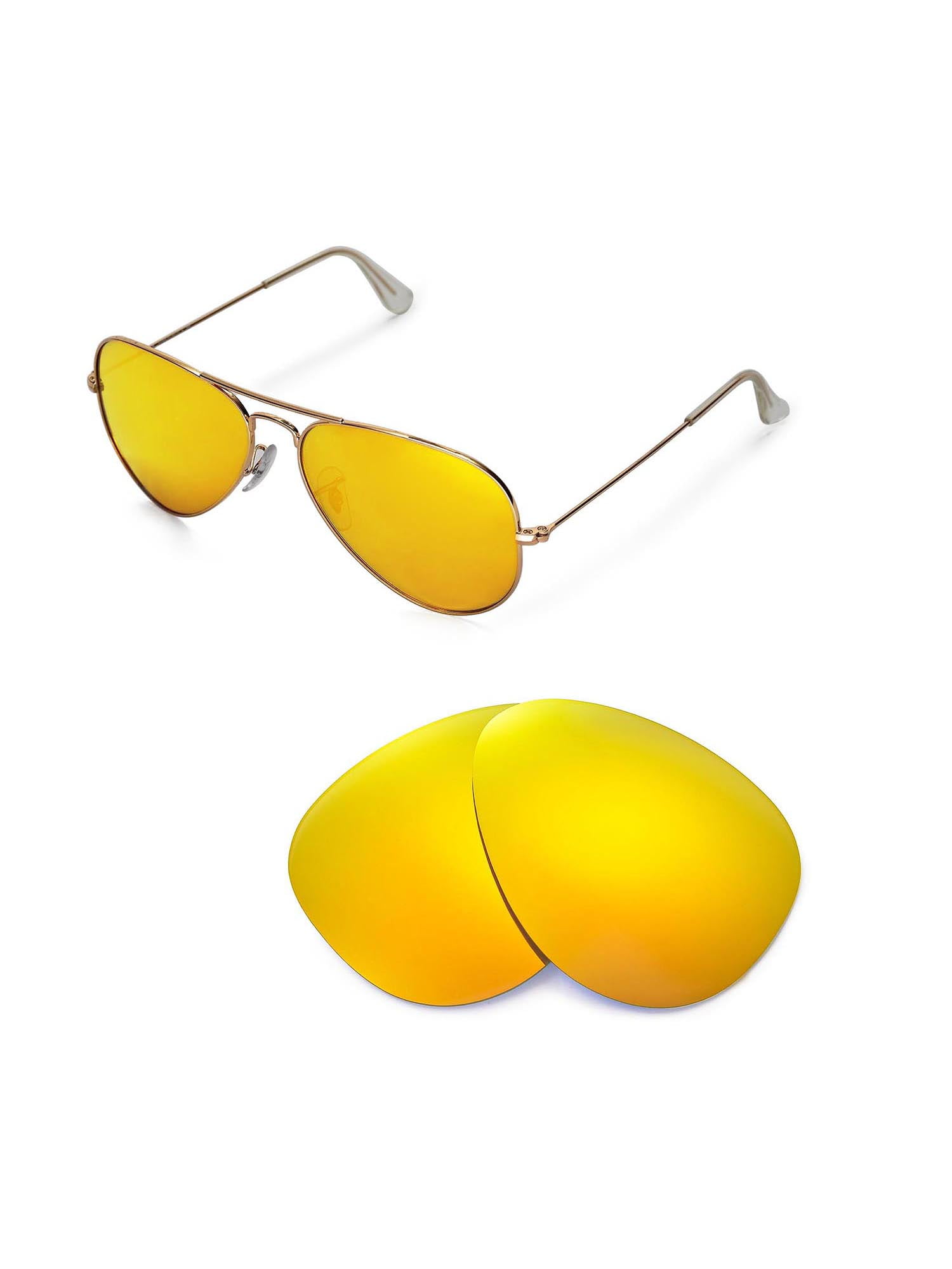 Walleva 24K Gold Polarized Replacement Lenses for RayBan Aviator Large