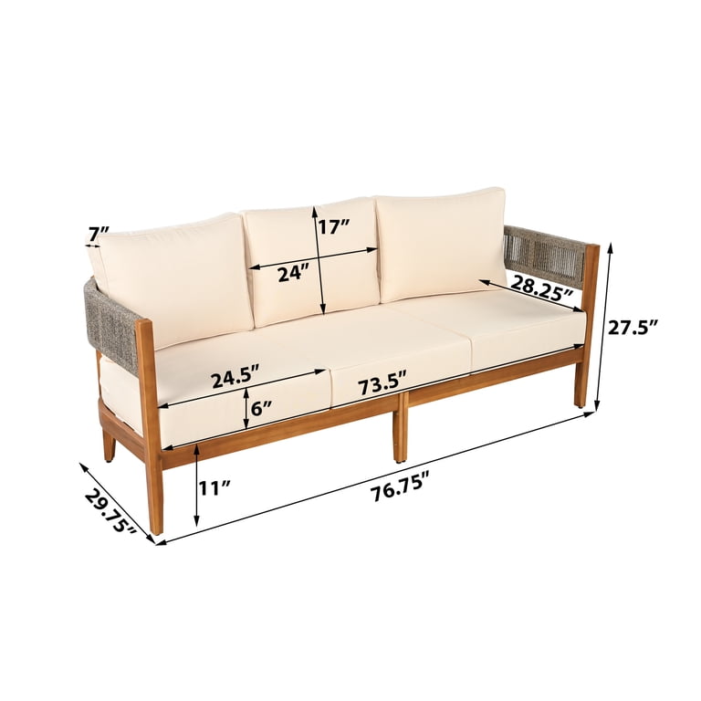 Christopher Knight Home Outdoor Acacia Wood 3-Seater Sofa with