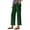 a-Green25761, variant on Women's Casual Pants Ladies Solid Color Linen Wide Leg Cropped Pants High Elastic Waisted Casual Trousers With Ruffled Hem Pockets For Breezy Summer Boho Style Casual Pants