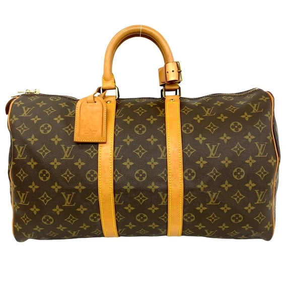 Pre-Owned LOUIS VUITTON Vintage Keepall Monogram Leather Boston Bag Travel Brown 347-7