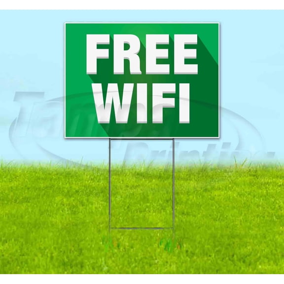 Free Wifi (18" x 24") Yard Sign, Includes Metal Step Stake