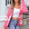 thumbnail image 5 of CaiJunJia Sweaters for Women Fall Winter Women's Casual Cardigan Sweaters Flower Lightweight Coat Round Neck Knitted Button Down Cardigans, 5 of 6