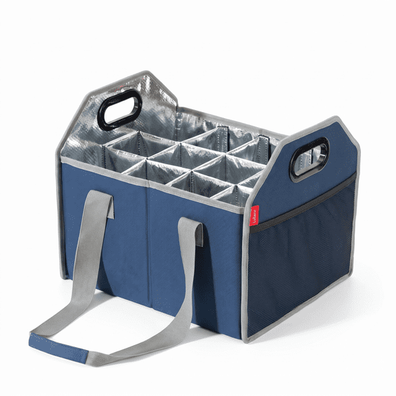 12 Bottle Insulated Wine Carrier Tote Bag, Oxford Cloth Portable Wine Cooler Bag with Dividers, Waterproof Leakproof Wine Bottle Holder for Picnic, Camping, Travel, Party,Blue