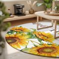 thumbnail image 3 of Round Rugs 3Ft, Sunflowers Farmhouse Round Area Rug Washable Indoor Throw Carpet, Country Botanical Floral Watercolor Small Non Slip Circle Rug for Bedroom Living Room Home Decor Aesthetic, 3 of 8