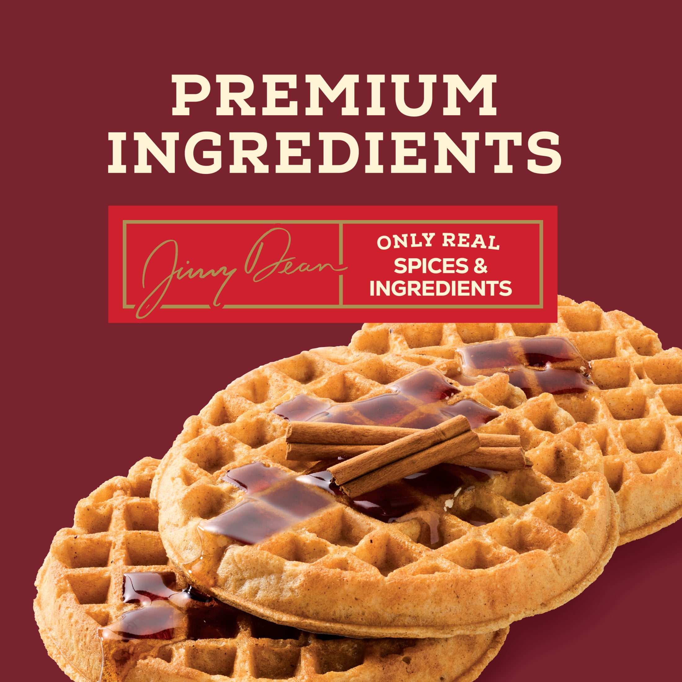 Jimmy Dean Protein Cinnamon Waffles, Fully Cooked Breakfast, 11.28 oz, 8 Count (Frozen)