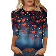 thumbnail image 2 of Valentine T Shirts, Women Heart Tees, Womens 3/4 Sleeve Tops Casual Fashion Women's Casual Crewneck 3/4 Sleeved Tees Ladies Loose T Shirt Tops Blouses Shirts, 2 of 5