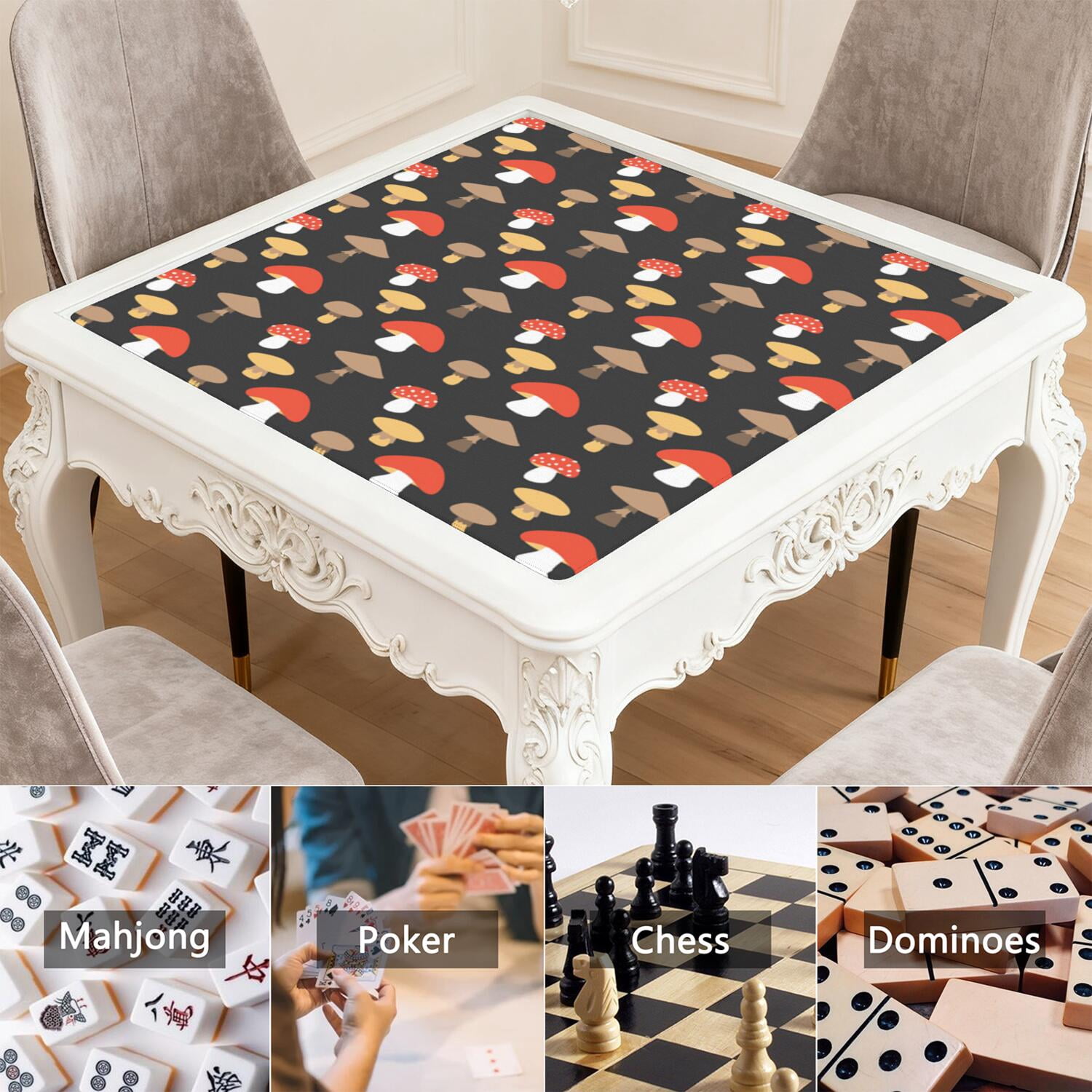 31.5 Inch Botanical Mahjong Playing Mat Crafted from Premium Rubber Material with Anti-Slip Non-Skid Surface and Noise Dampening Features for Games