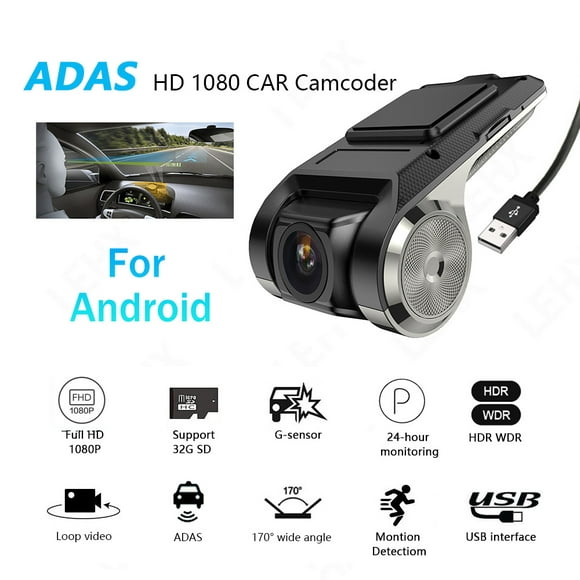 Camecho Caméra DVR Automatique HD 1080P Vidéo Registrator Caméra de vision Nocturne USB pour Android, Non Inclus TF Card