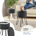 thumbnail image 2 of Hearth & Harbor Round Ottoman with Storage, Luxurious Foot Stool and Chic Vanity Stool with Storage, Elegant Textured Velvet Grey, 2 of 8