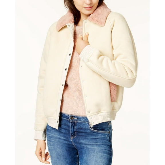 Minkpink Romanticism Sherpa Bomber Jacket Beige L