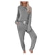 thumbnail image 1 of Qarigey Pijama largo para mujer, ropa de dormir, traje de ocio, pantalones de estilo sencillo lavables, ropa para el hogar, ropa de descanso de manga conjuntos de ropa Gris XXL Qarigey AP019046-05, 1 of 6