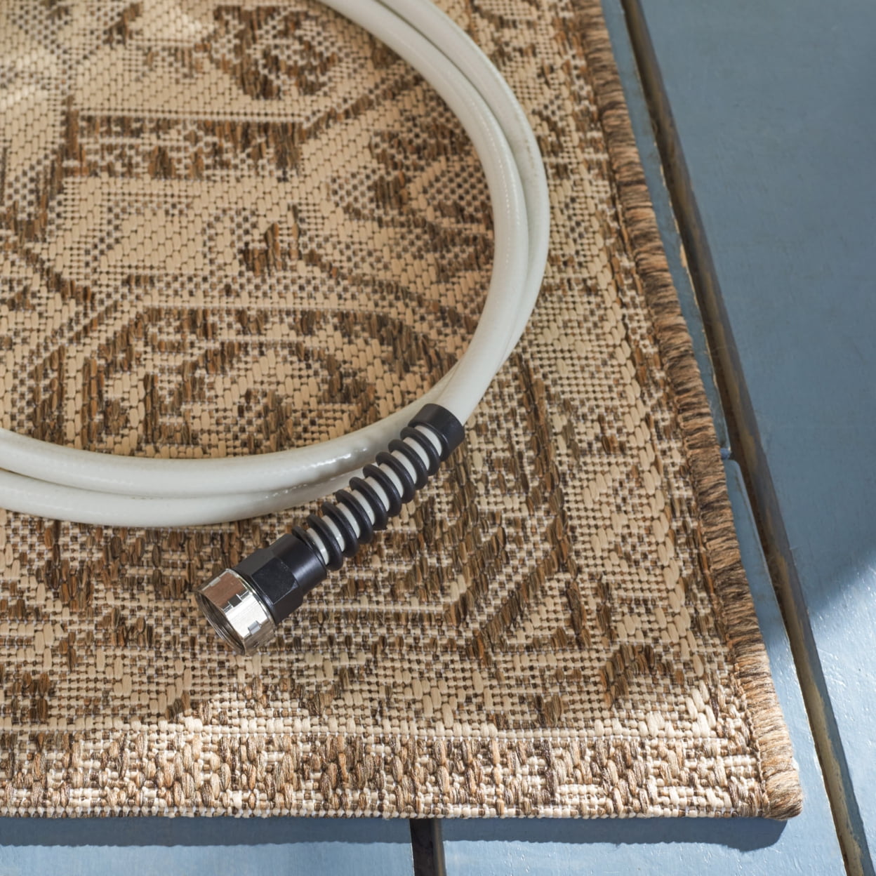 SAFAVIEH Beach House Diggory Medallion Indoor/Outdoor Area Rug, Cream/Beige, 4' x 6'