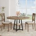 thumbnail image 1 of 47 Inch Round Dining Table for 4, Wooden Kitchen Table With Metal Legs, Modern Farmhouse Circle Dinner Table, Large Round Table for Dining Room, Kitchen, Living Room, Gray, 1 of 8