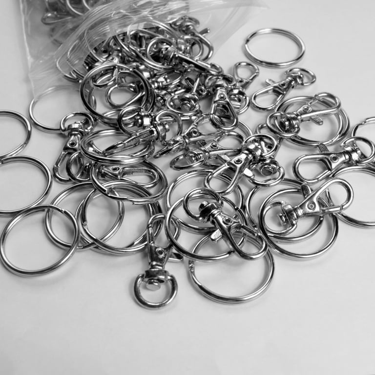 50 Pack Metal Swivel Lobster Claw Clasp Lanyard Snap Hook 1.25 x 0.5 with 50 Key Rings - Jewelry Findings or Sewing Projects, Adult Unisex, Size: One