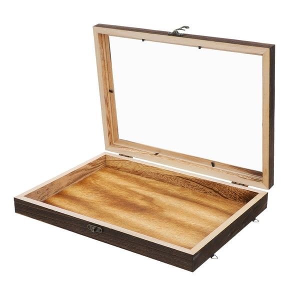 Beaupretty Retro Coffee Wood Insect Display Box Clear Lid for Specimen Storage