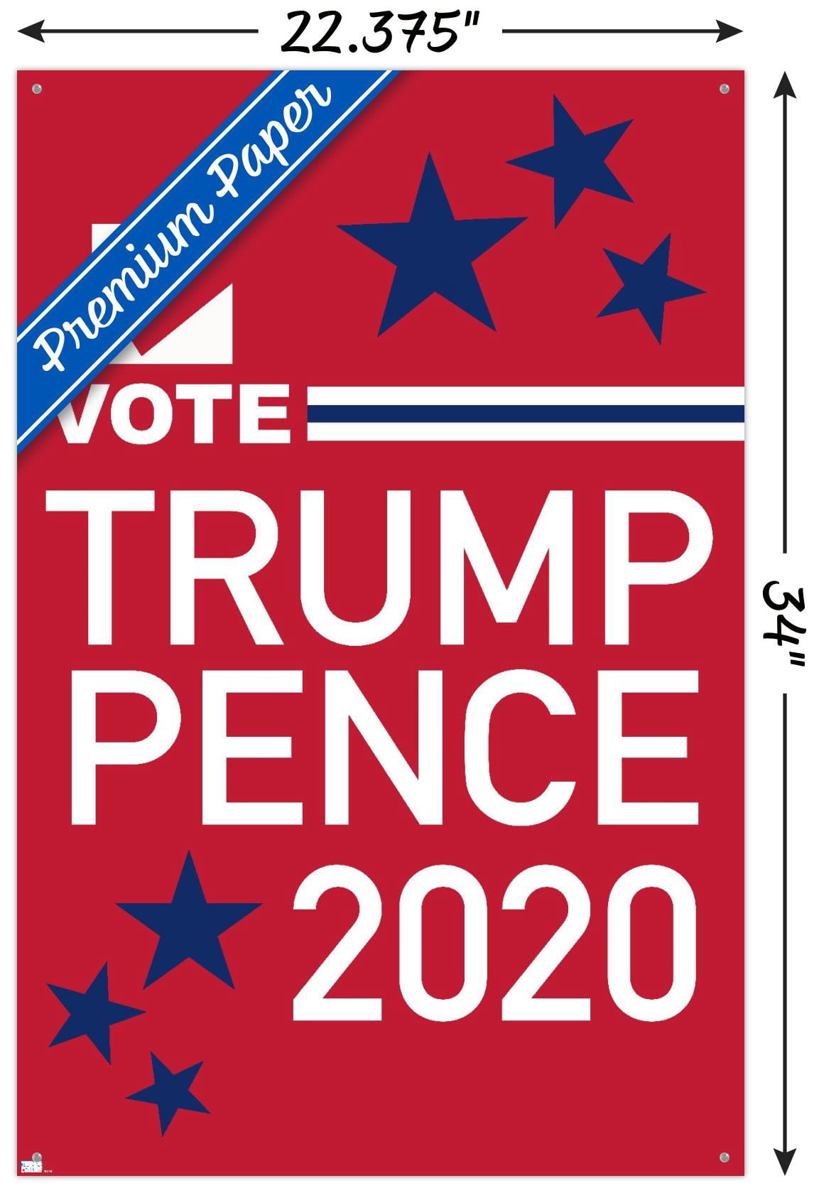 Vote - Trump/Pence 2020 Wall Poster with Pushpins, 22.375" x 34"