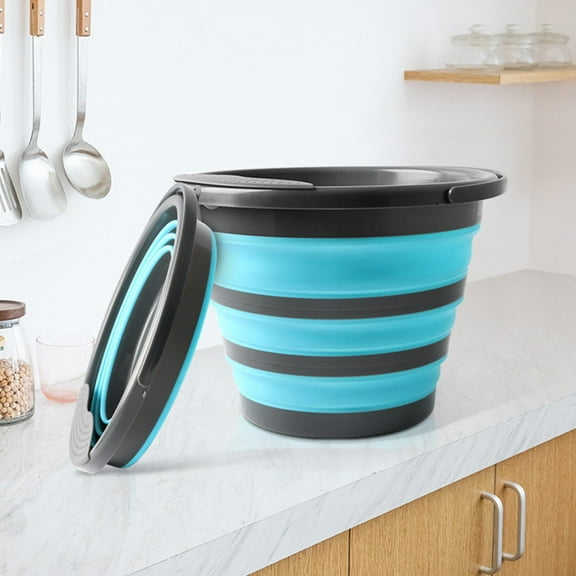 Folding Bucket Portable Household Collapsible - Outdoor Barbecue Fishing Portable Silicone Small Bucket - Blue