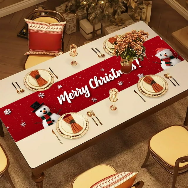 Linnome Nappe de Noël 72x13 Pouces, Décoration de Table Résistante à l'Eau pour Réunions de Vacances