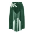 thumbnail image 3 of Doomiva Womens Elegant Ballroom Dance Skirt High Low Flowy Ballet Midi Skirt Practice Dancewear Dark Green L, 3 of 5