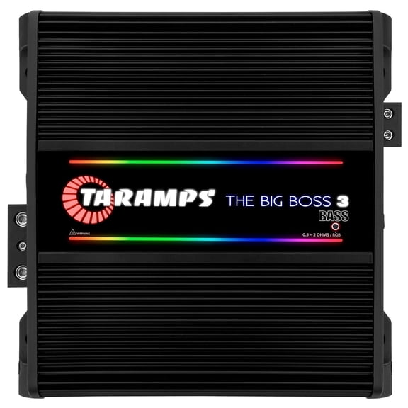 Taramps The Big Boss 3 Bass Black Amplifier 3000 Watts RMS 0.5 to 2 Ohms Multi Impedance, Amp Class D Monoblock, 108 RGB Effects, Crossover, Bass Boost, Car Audio System, Automatic Impedance