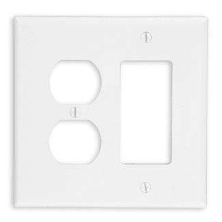 Leviton PJ826-W White Midway Nylon Two Gang Combination Duplex Receptacle Decora Wall Plate