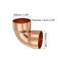 thumbnail image 2 of Uxcell Elbow Copper Fitting, 99.9% Pure Copper 90 Degree Short Radius Connector 1-3/8"ID 1.2mm Thick 1, 2 of 5