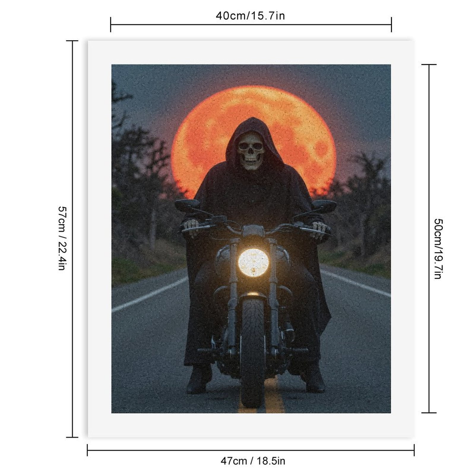 Paint By Numbers Kit for Adults Beginner - DIY Skeleton Rider Against Full Moon Canvas Painting Kits for Adults, Frameless Paint By Number for Adults for Home Wall Decor 16x20 Inch