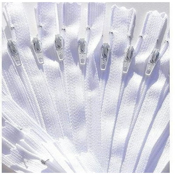 YKK 9 Inch #3 Skirt & Dress Nylon Coil Zipper Color 501 White (25 Zippers/Pack)