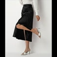 thumbnail image 4 of Falda de Satén de Seda con Cintura Alta y Cremallera para Mujer. Negro L, 4 of 7