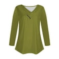 thumbnail image 5 of Black and Friday Clothing Sales Idoravan Long Sleeve Shirts for Women Winter Women's Long Sleeve Summer V Neck Sexy Casual Tops Regular Blouse Tops Army Green XL, 5 of 5