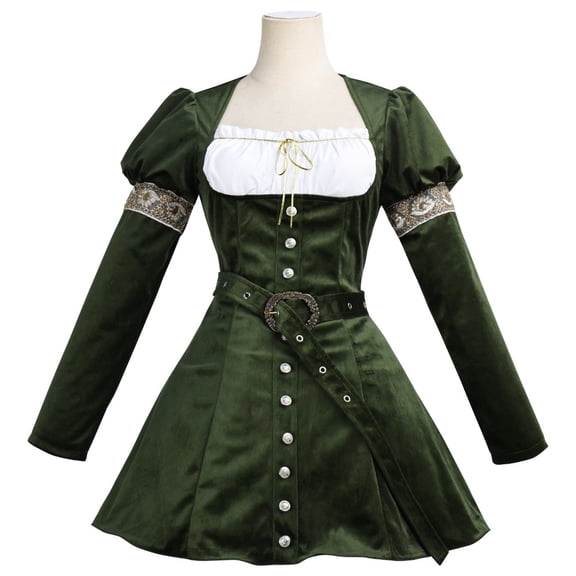 Women’s Medieval Gothic Court Dress Vintage French Style Renaissance Midi Dress Elegant Retro Outfit