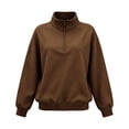 thumbnail image 3 of Horkkom Quarter Zip Pullover Women Casual Loose Soft Tops Oversized Fall Winter Sweatshirt M, 3 of 6