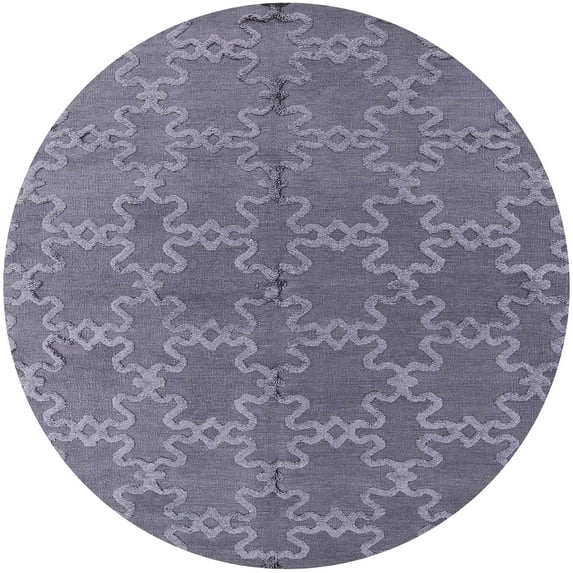 Ahgly Company Machine Washable Indoor Round Industrial Modern Grape Purple Area Rugs, 4' Round