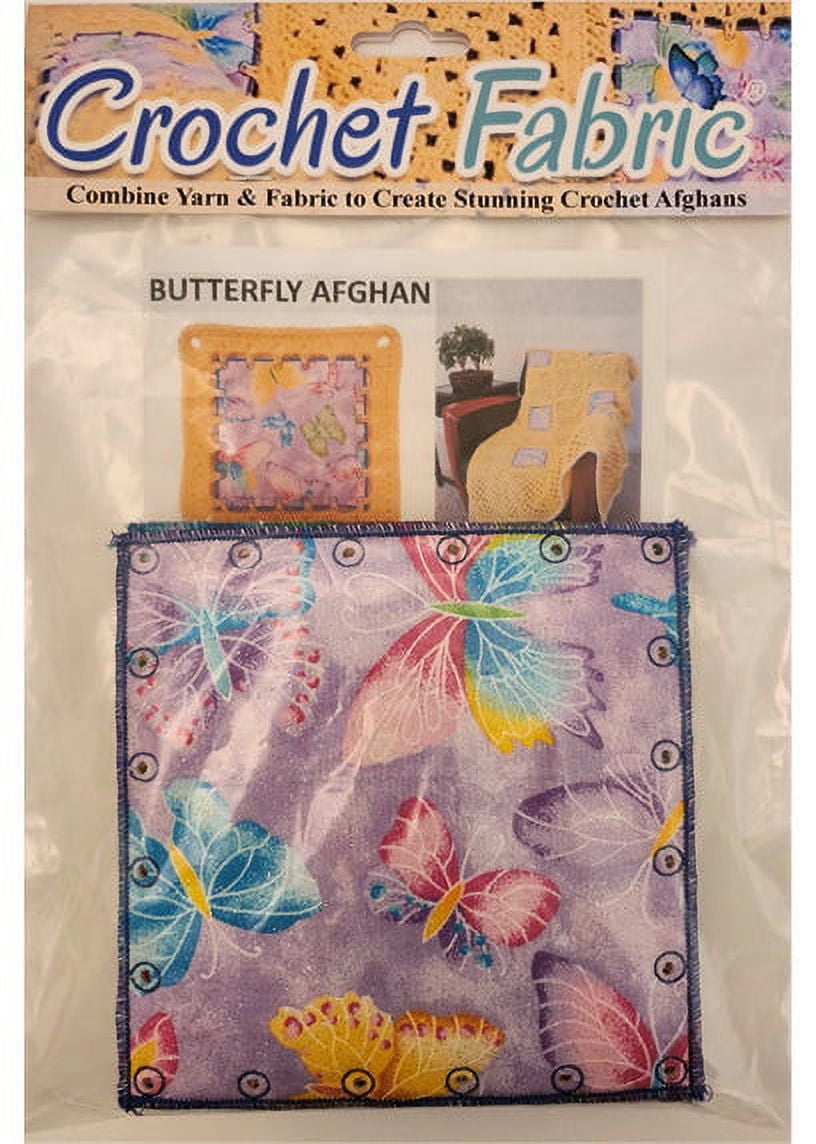 Crochet Fabric Multicolor Afghan Kit with Butterfly Print