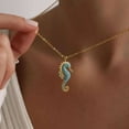 thumbnail image 2 of 1.00CT Blue Turquoise 925 Silver Sea Horse Pendant In 14k Yellow Gold Plated, 2 of 3