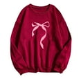 thumbnail image 2 of Luxalzxs Women's Bow Round Neck Pullover Long Sleeve Drop Shoulder Loose Fit Casual Lovely Sweatshirts, 2 of 4