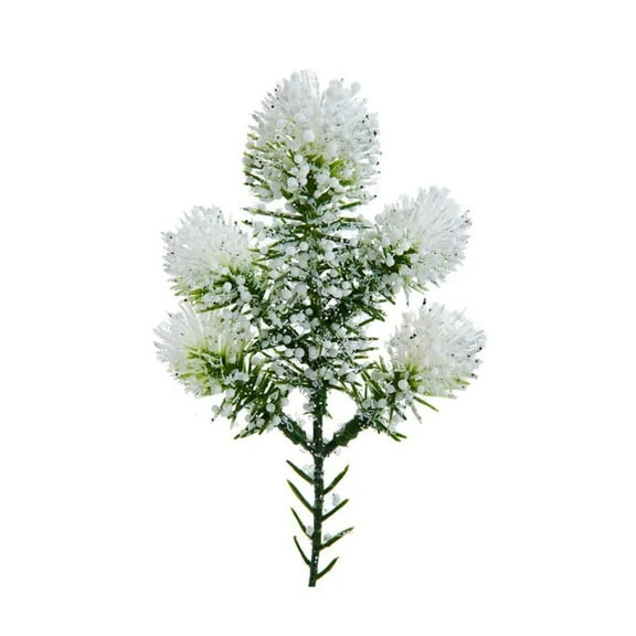 Kurt Adler Snowball Bubble Christmas Pine Pick, White, 9.5in