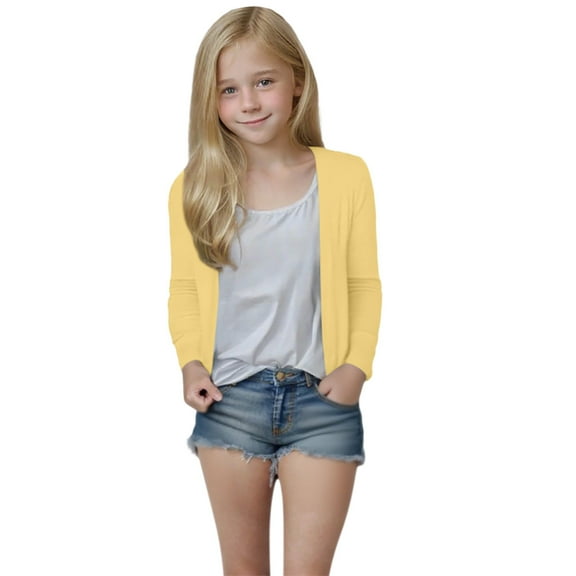 zbxnLI Girls Cardigan Lightweight Casual Long Sleeve Cropped Cardigans Spring Fall Open Front Outwear