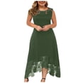 thumbnail image 2 of Robes pour Femmes 2024 Été Surdimensionné Décontracté Couleur Unie Col Rond Aguichant Dentelle Sans Manches Ample Robe Chandail 50 % de Réduction!, 2 of 7