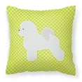thumbnail image 2 of Carolines Treasures BB3845PW1818 Bichon Frise Checkerboard Green Fabric Decorative Pillow, 2 of 5