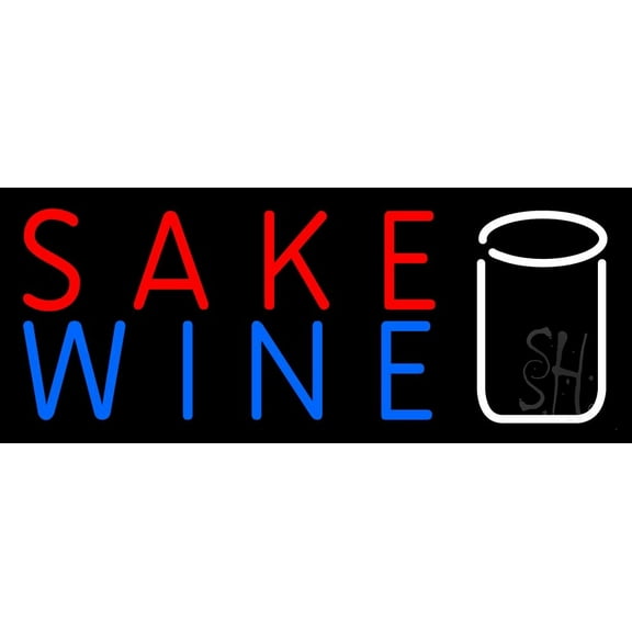 Sake Wine With Glass LED Neon Sign 13 x 32 - inches, Clear Edge Cut Acrylic Backing, with Dimmer - Bright and Premium built indoor LED Neon Sign for Bar decor.